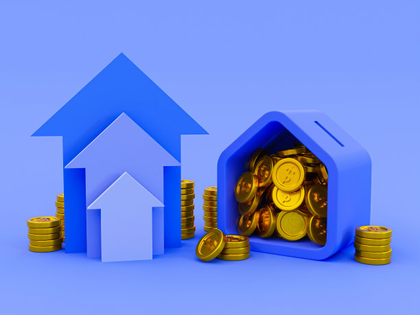 3d最小省钱的概念。沉淀资金。为退休攒钱。为未来投资。理财理念。有一堆硬币的家庭储蓄罐。3 d演示。图片下载