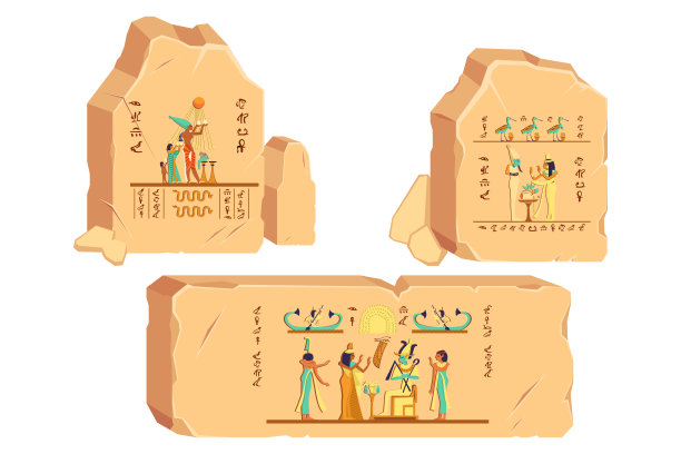 石头与埃及图画矢量插图集图片下载