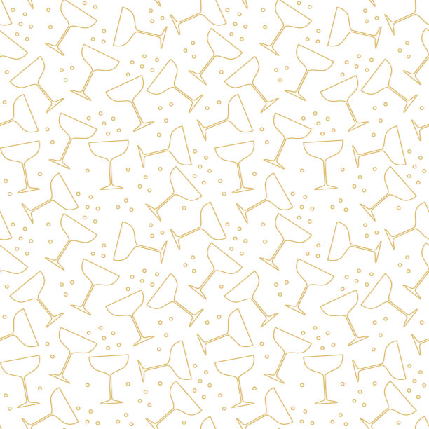 金色无缝图案与香槟酒杯，干杯，婚礼，派对，庆祝除夕图片下载