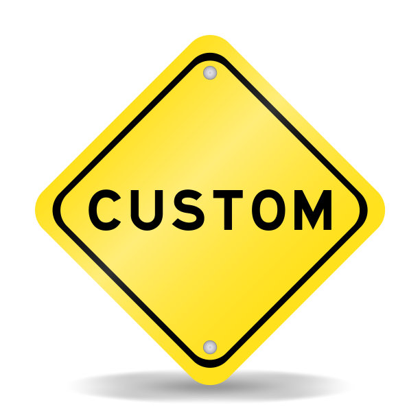 黄色交通标志，白色背景上有“定制”字样图片下载