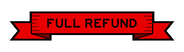 彩带标签横幅字全额退款在红色的白色背景图片下载