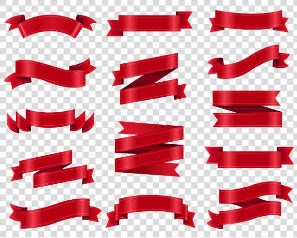 红丝带收集透明背景图片下载