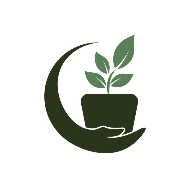 花盆在手矢量标志设计。园林护理标志设计概念。图片下载
