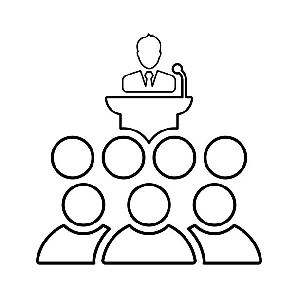 公共演讲大纲图标。直线艺术矢量。图片下载