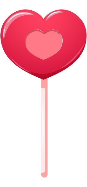 糖果、棒棒糖形式的情人节心形透明背景图片下载