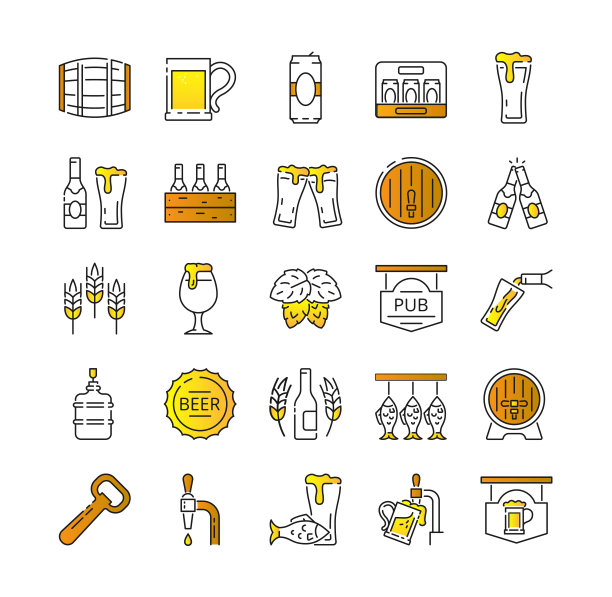 啤酒厂图标套装图片下载