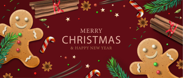 用传统的姜饼人饼干、香料和节日装饰庆祝圣诞节图片下载