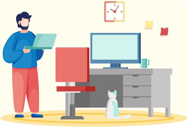 男人在家里的工作场所通过互联网远程工作，在笔记本电脑上通过网络进行交流图片下载