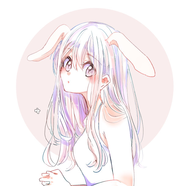 一个有兔子耳朵的女人的插图图片下载