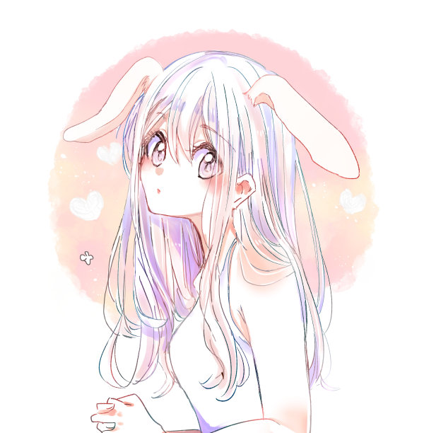 一个有兔子耳朵的女人的插图图片下载