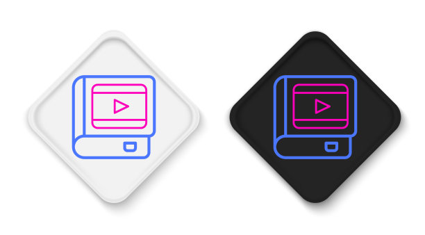 行书关于电影图标孤立在白色上图片下载