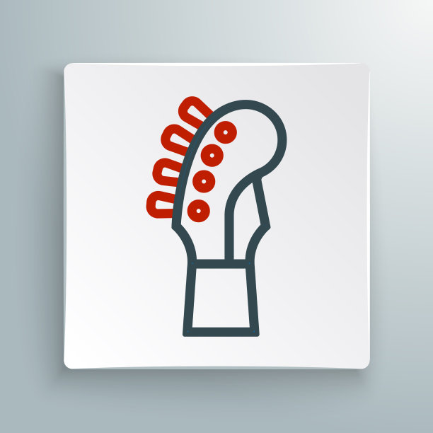 线条吉他颈图标孤立在白色背景图片下载