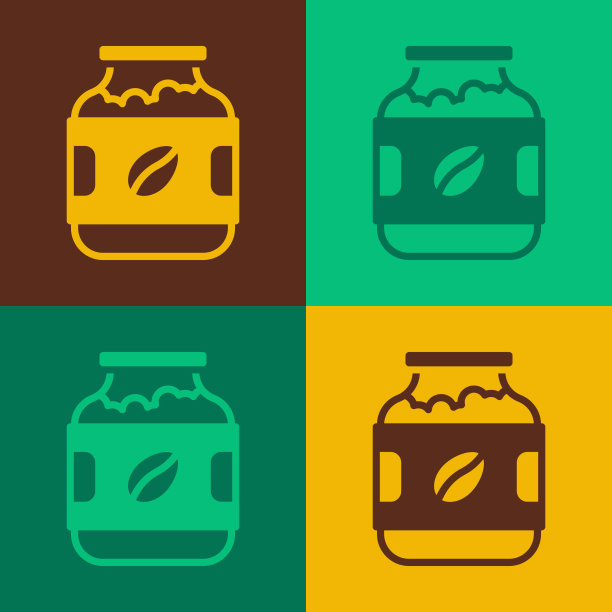 波普艺术咖啡罐瓶图标孤立的颜色图片下载