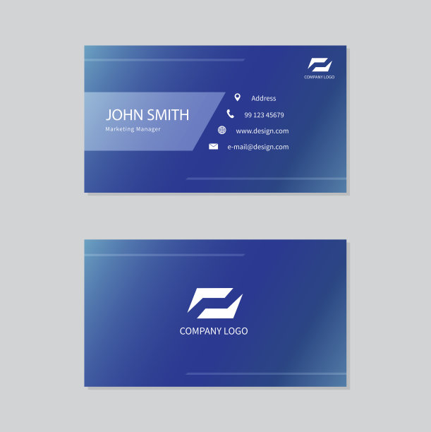 优雅的名片，蓝白相间的名片。矢量插图。图片下载