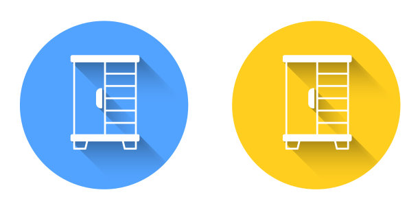 白色的衣柜图标孤立着长长的影子图片下载