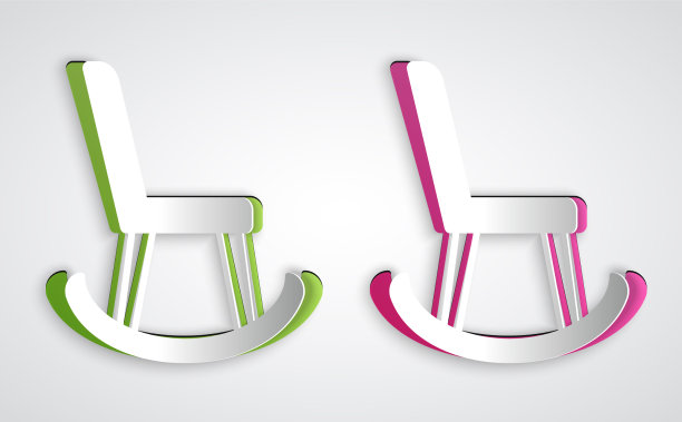 剪纸扶手椅图标孤立在灰色图片下载