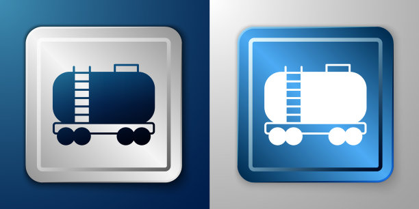 白色铁路油槽图标孤立在蓝色图片下载