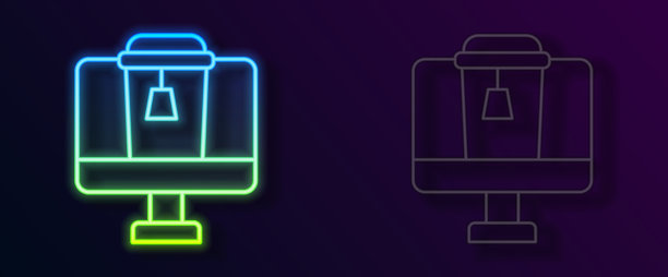 闪烁的霓虹灯排队在线订购和快餐图片下载