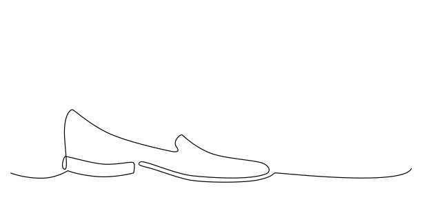 装饰连续线条手绘鞋元素，适用于婚纱照册、请柬。图片下载