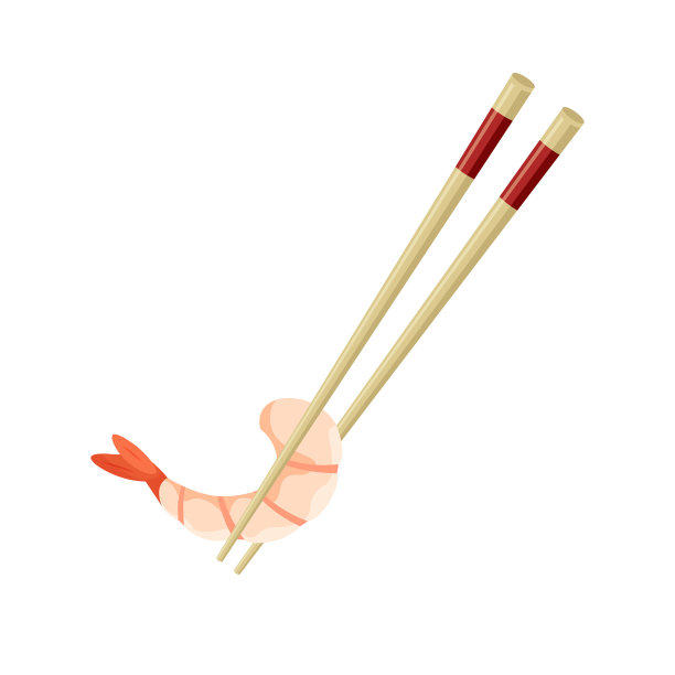 筷子夹着大虾。图片下载