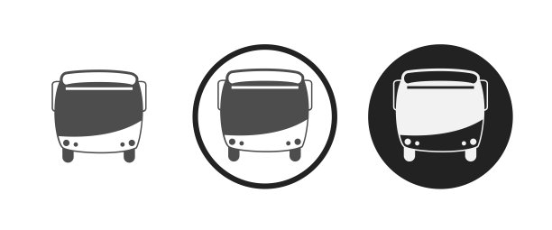 总线图标隔离在白色背景平面矢量插图图片下载