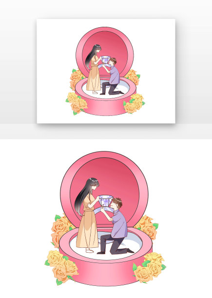 戒指盒盒子里的情侣玫瑰花钻戒情侣求婚图片下载