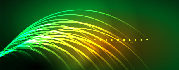 霓虹灯闪闪发光抽象线条，光束概念抽象背景。矢量插图壁纸，横幅，背景，卡片，书籍插图，登陆页图片下载