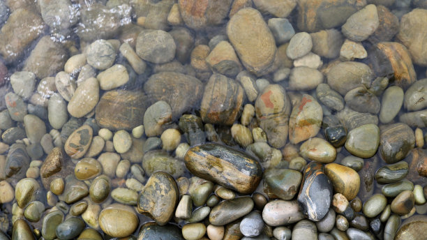 海水中的灰褐色鹅卵石图片下载