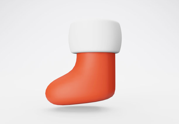 3d插图白色背景的红色圣诞袜图片下载