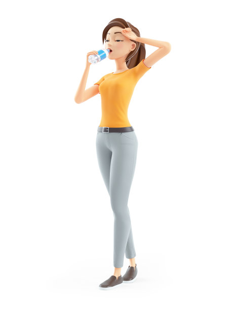 3d女人用瓶子喝水图片下载
