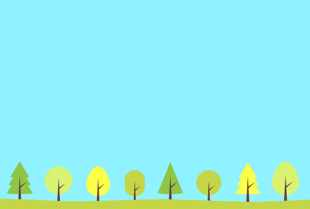 简单可爱的绿树成荫的道路插图图片下载