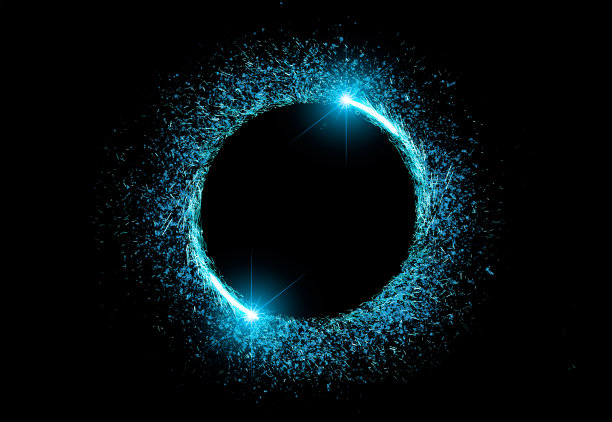 黑色背景上圈蓝色光框图片下载