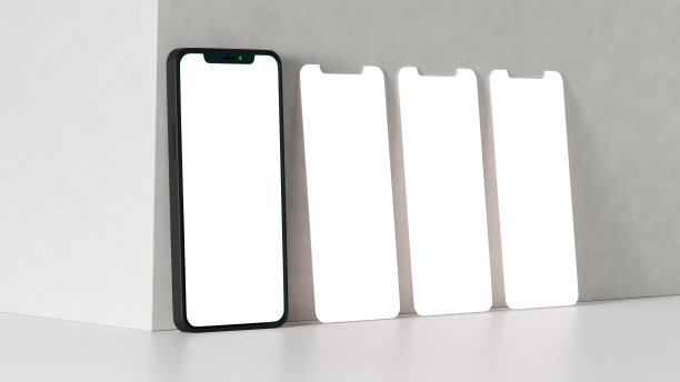 手机和屏幕ui ux应用程序模型与墙图片下载