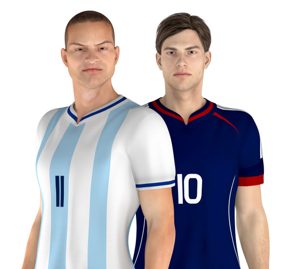 不同球队的足球运动员的3D插图图片下载