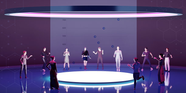 Metaverse在线会议股票交易和业务化身在办公室和课堂Metaverse 3d插图图片下载