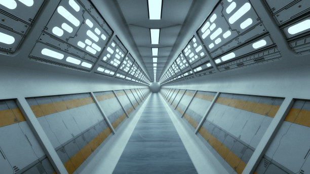 3d渲染未来的室内走廊图片下载