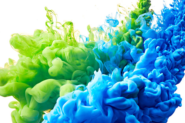 混合墨水抽象背景与飞溅的丙烯酸涂料在水中。流动的丙烯酸背景图片图片下载