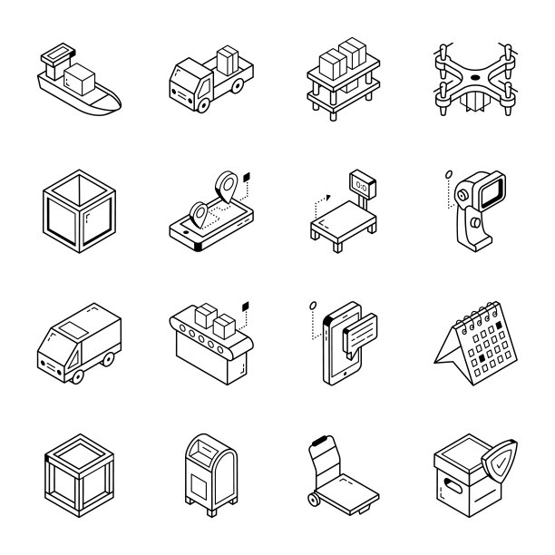 一包货物等距线图标图片下载