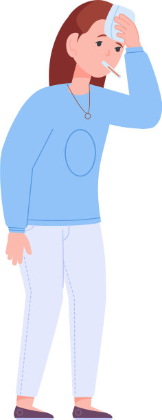 生病的女孩发烧流感症状的孩子图片下载