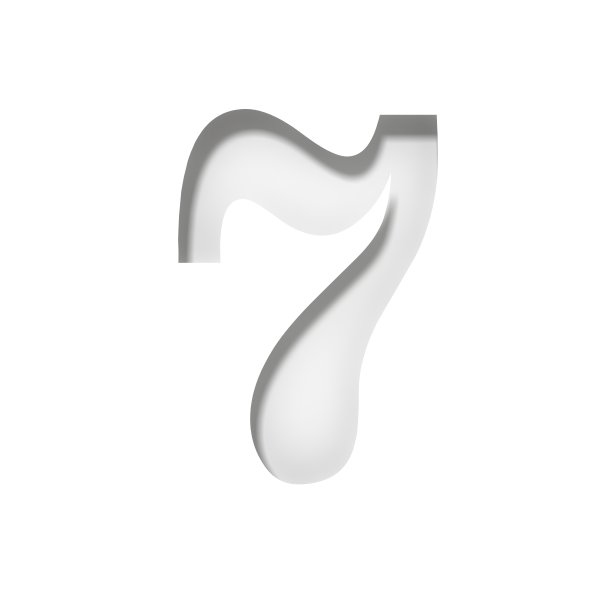 7七个数字白色标志三维模板切割设计孤立的白色背景图片下载