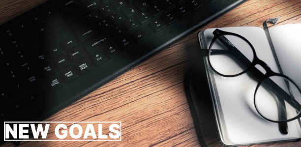 旗帜的复古桌面视图与新的目标文本和复制空间。图片下载