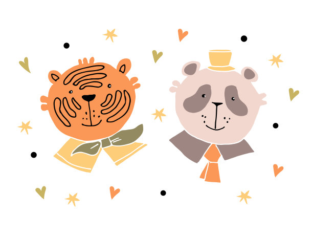 老虎和熊猫。图片下载