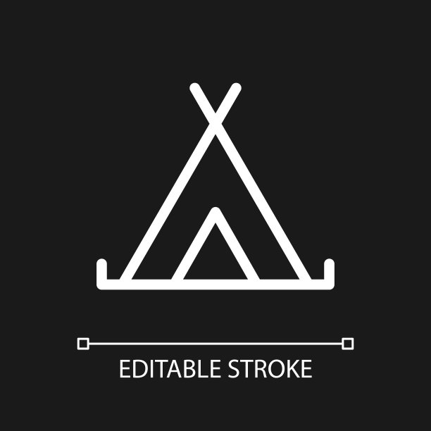 露营地点像素完美的白色线性ui图标为黑暗的主题图片下载