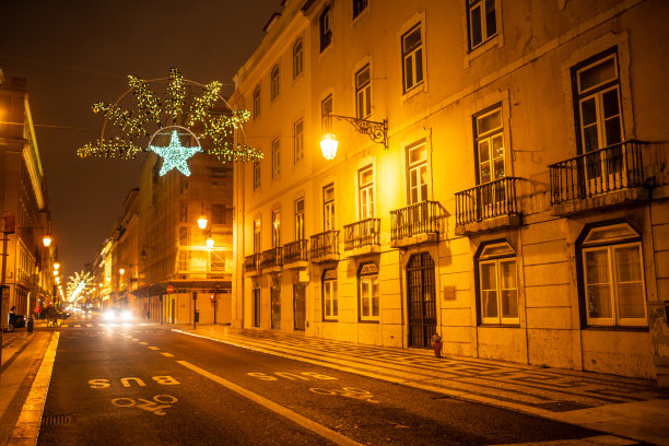 里斯本奥古斯塔街的圣诞夜图片下载
