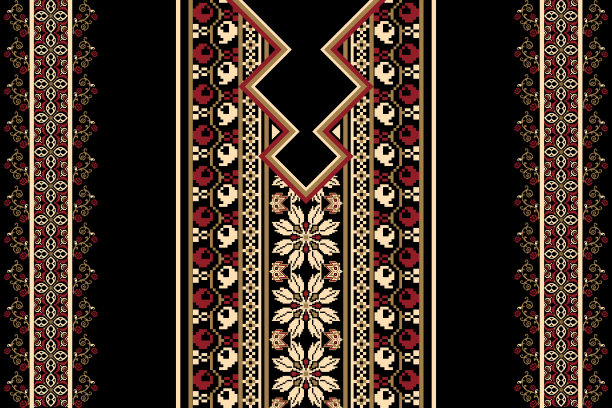 领口花十字绣刺绣图片下载