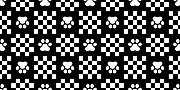 狗爪无缝模式足迹猫格子格纹法国斗牛犬矢量人物卡通图标围巾孤立重复壁纸礼品包装纸瓷砖背景插图涂鸦设计图片下载