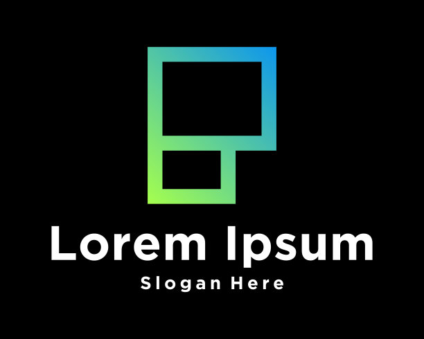 集字母P字母组合风格方形矩形框架颜色梯度连接线图标现代优雅的品牌技术设计矢量图片下载