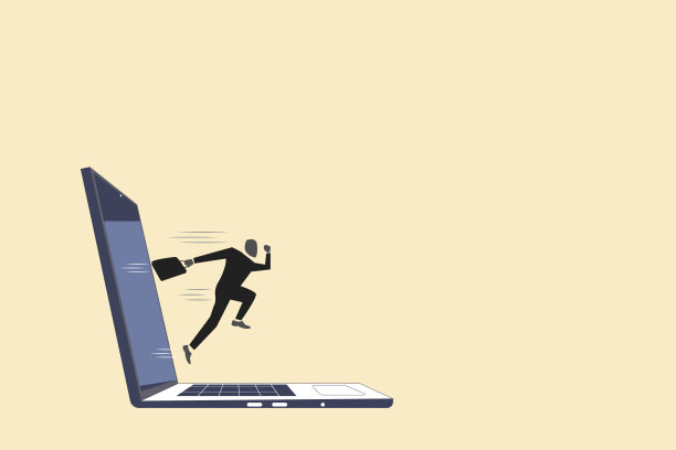 商人从监视器屏幕里走出来。没有电子产品的概念人放弃了互联网和社交网络。图片下载