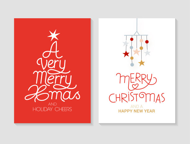 大胆的圣诞快乐贺卡。普遍流行的寒假艺术模板图片下载