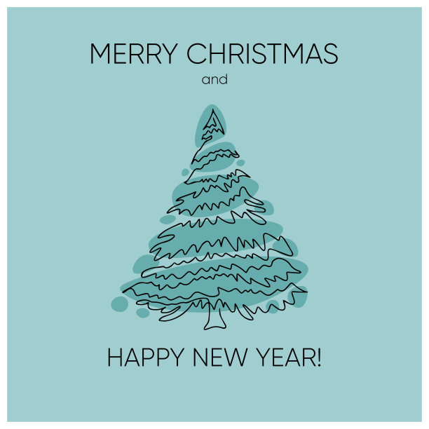 圣诞快乐和新年快乐卡与圣诞树。寒假设计图片下载